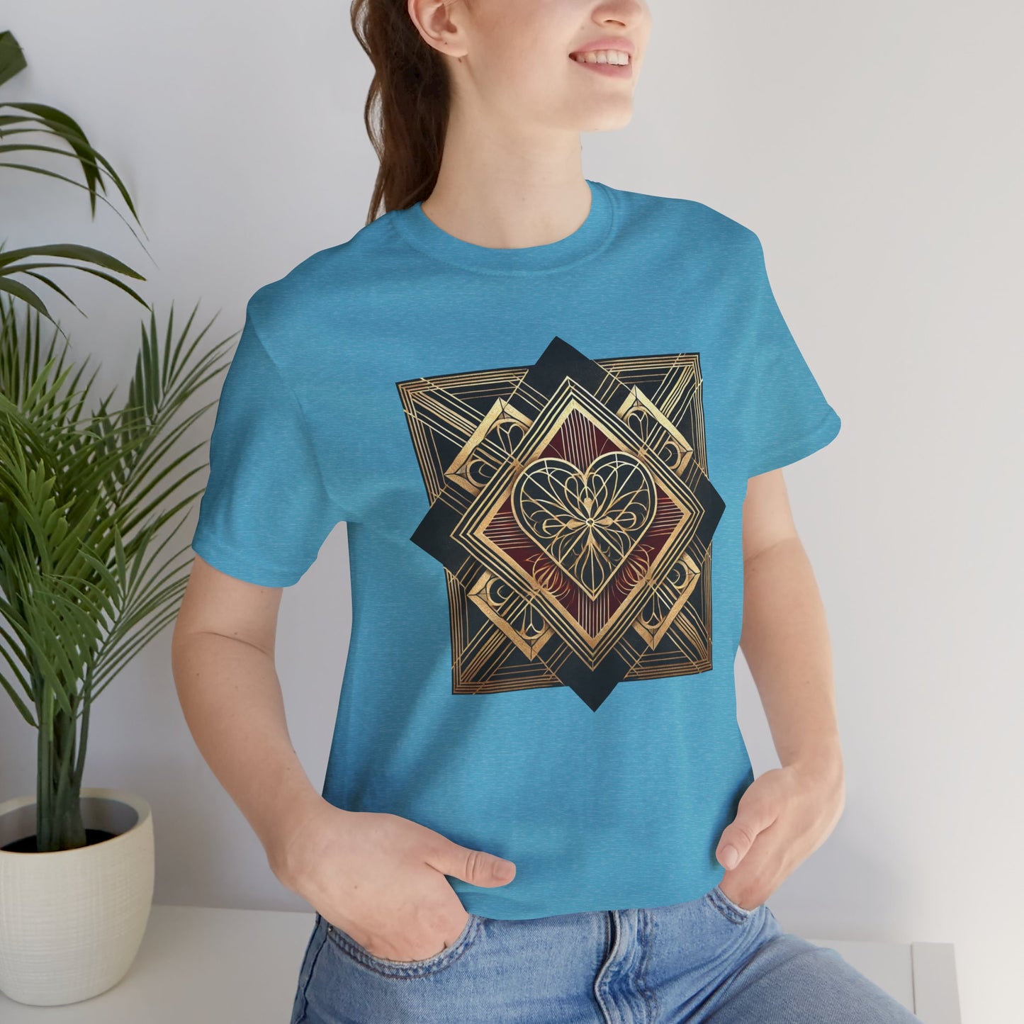 Art Deco Heart T-Shirt – Romantic Valentine's Day Graphic Tee