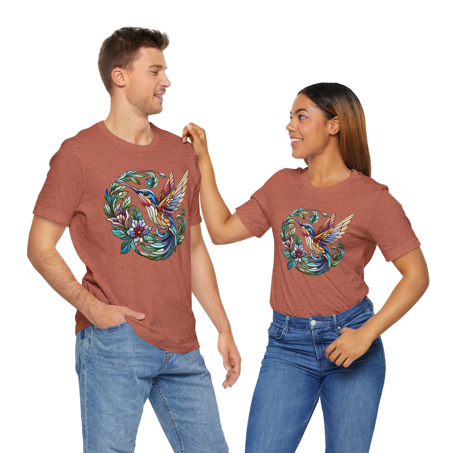 Stained Glass Hummingbird Tee – Vibrant Nature Shirt