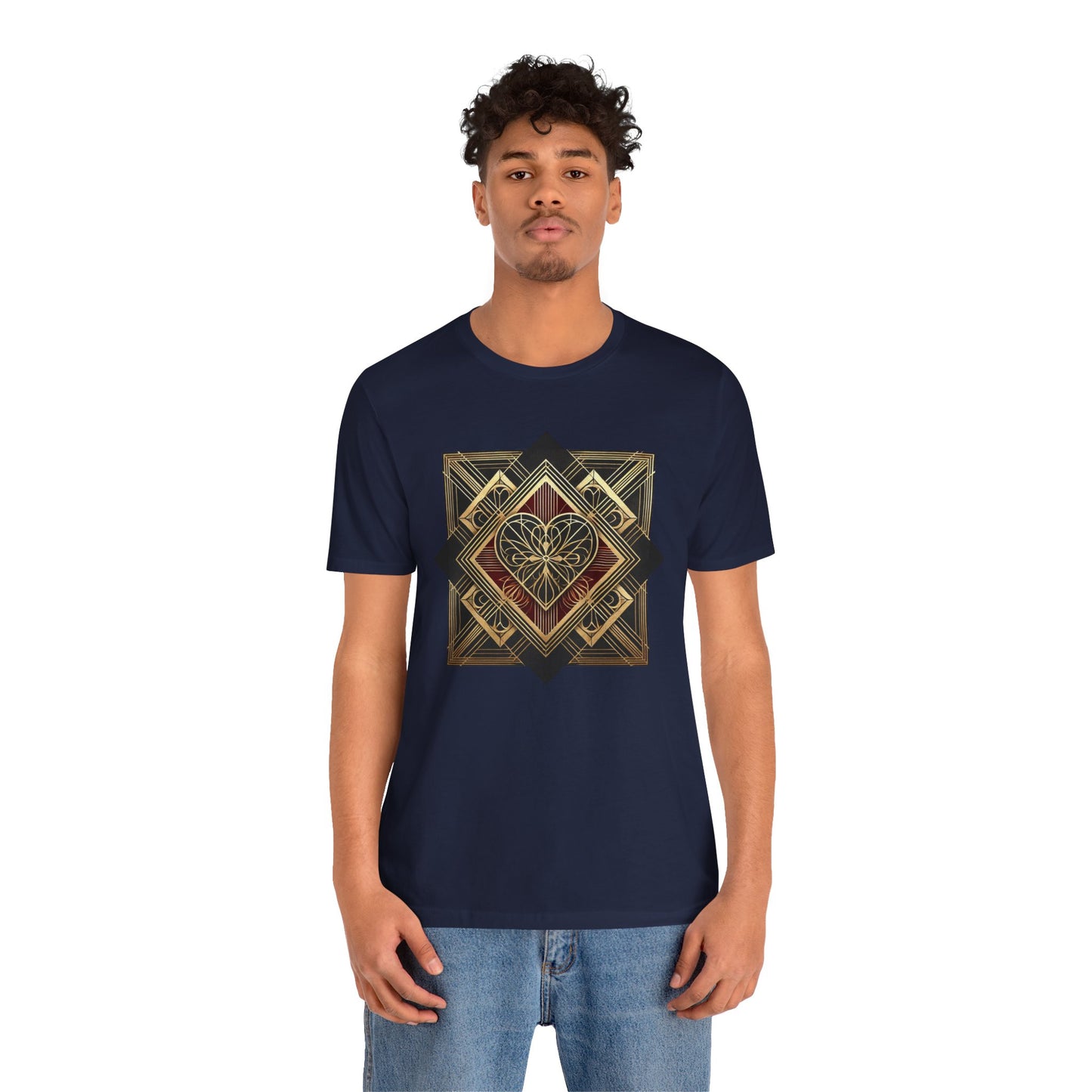 Art Deco Heart T-Shirt – Romantic Valentine's Day Graphic Tee