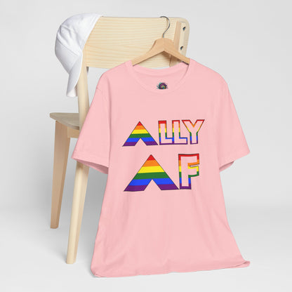 Pink Ally AF shirt with rainbow letters by WhimSpin