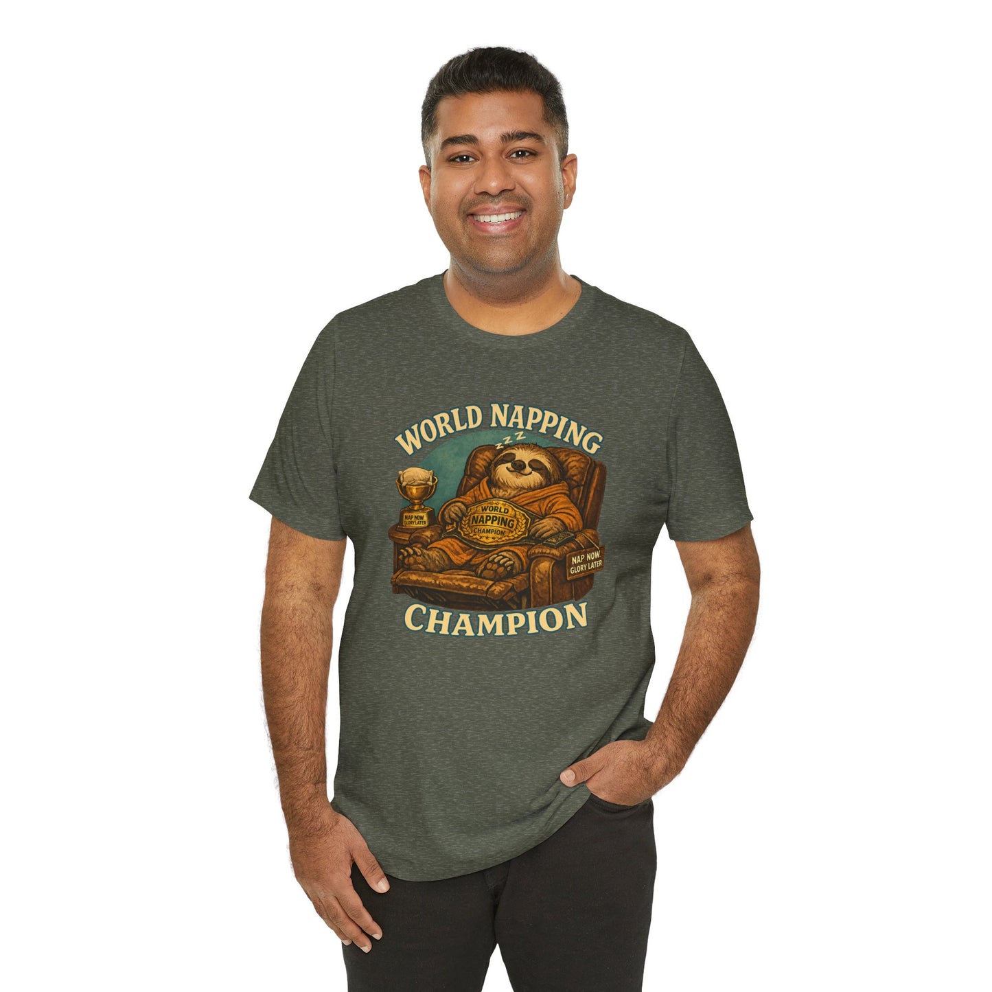 World Napping Champion T-Shirt – Funny Sloth Nap Tee