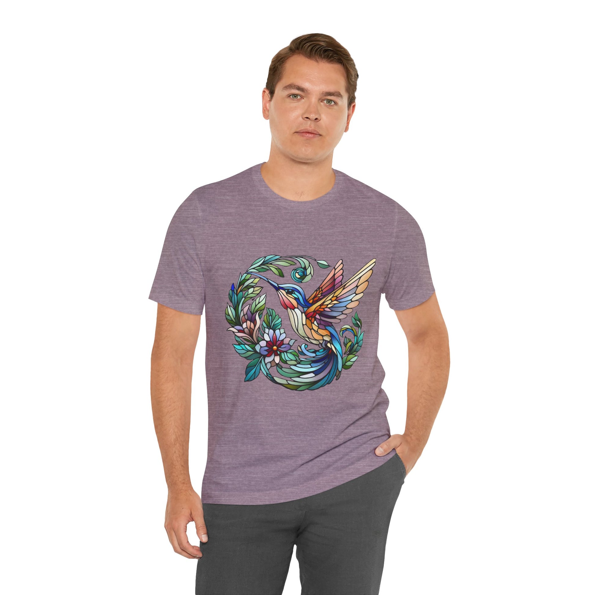Stained Glass Hummingbird Tee – Vibrant Nature Shirt - WhimSpin - https://whimspin.com