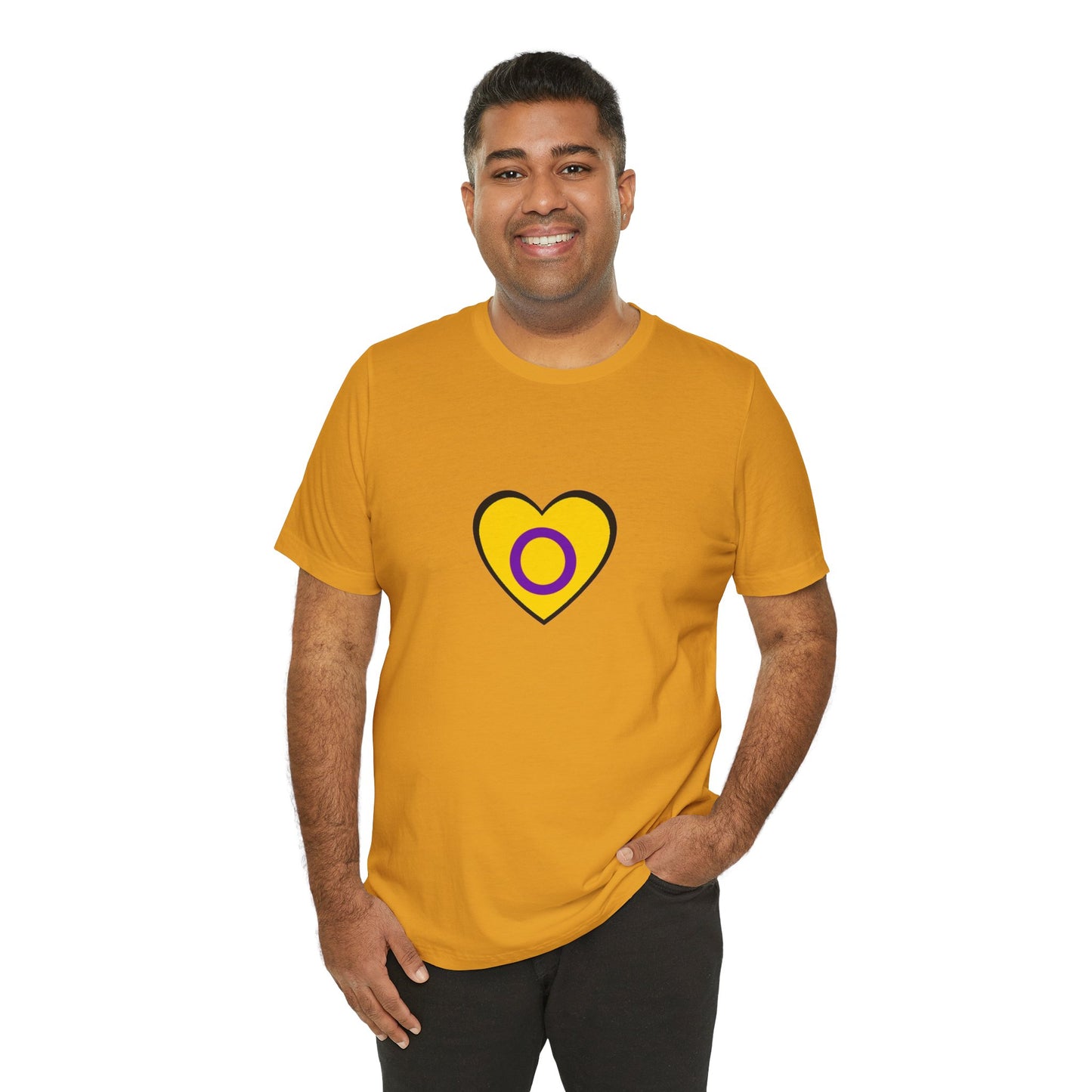 Intersex Pride Flag Heart T-Shirt – Minimalist LGBTQ+ Support Tee