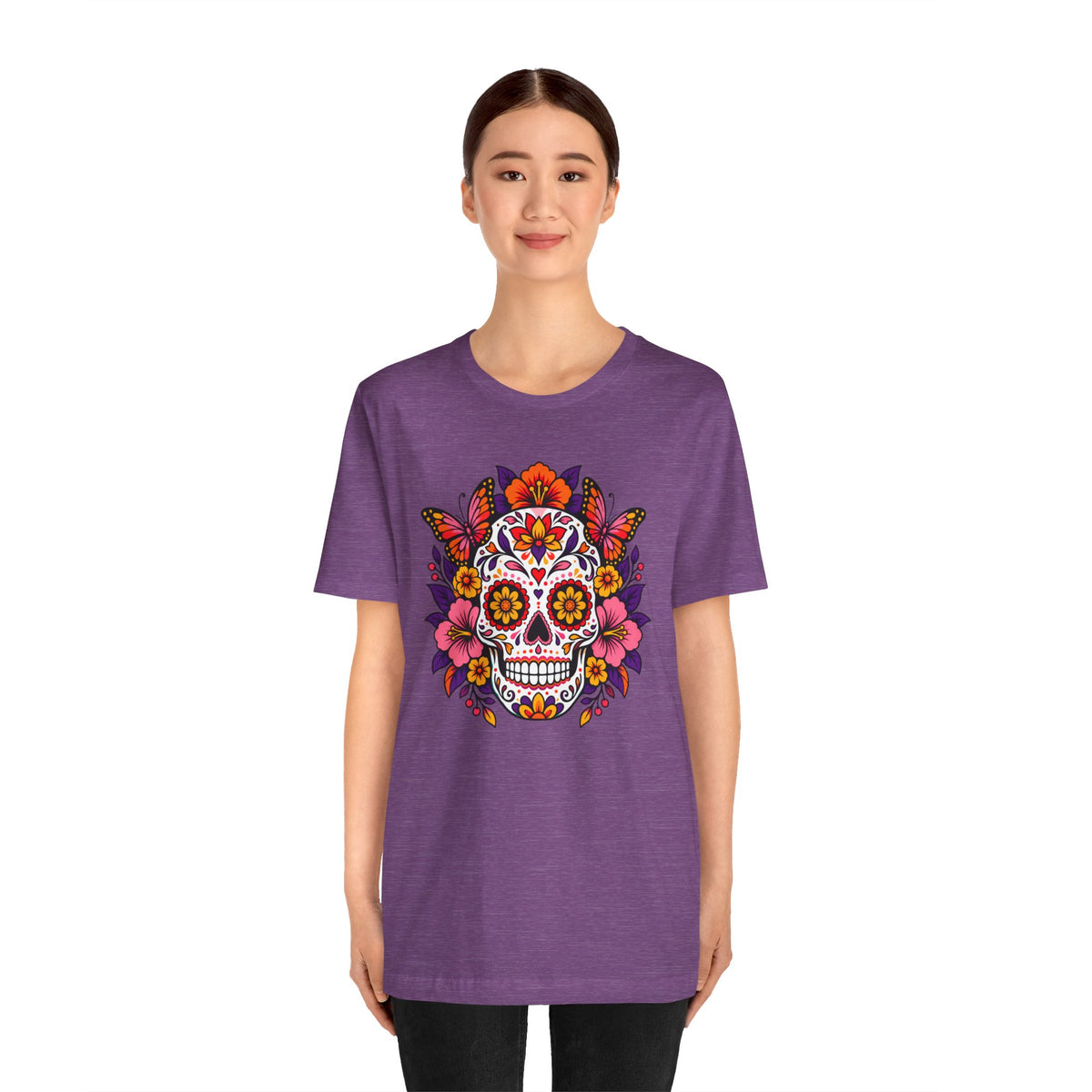 Floral Sugar Skull T-Shirt – Colorful Día de los Muertos Inspired Tee