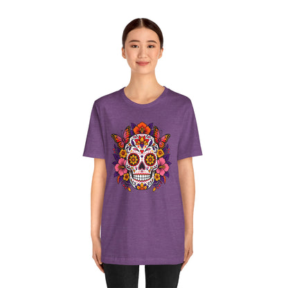 Floral Sugar Skull T-Shirt – Colorful Día de los Muertos Inspired Tee