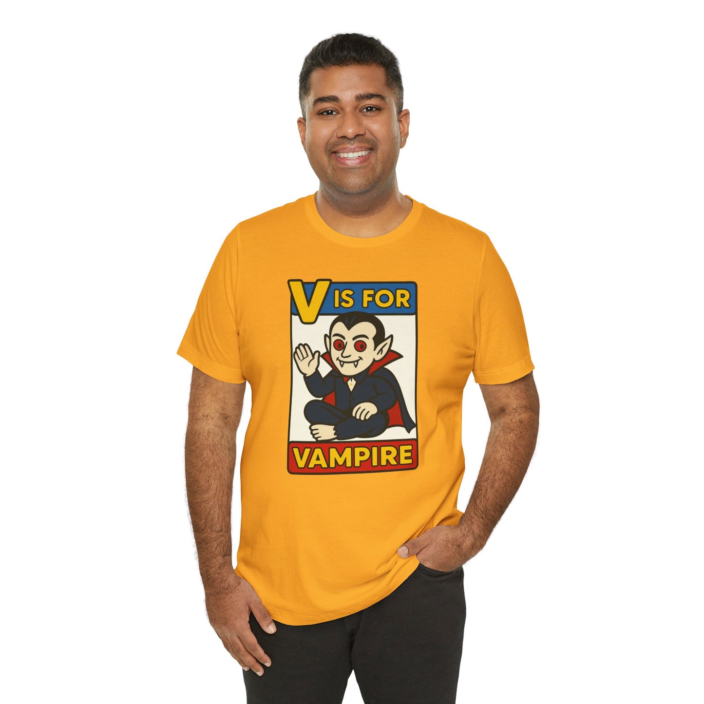 V is for Vampire T-Shirt – Funny Halloween Legend Alphabet Tee
