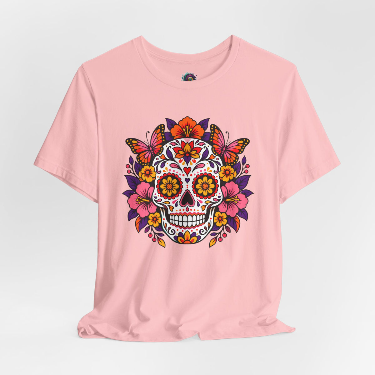 Floral Sugar Skull T-Shirt – Colorful Día de los Muertos Inspired Tee