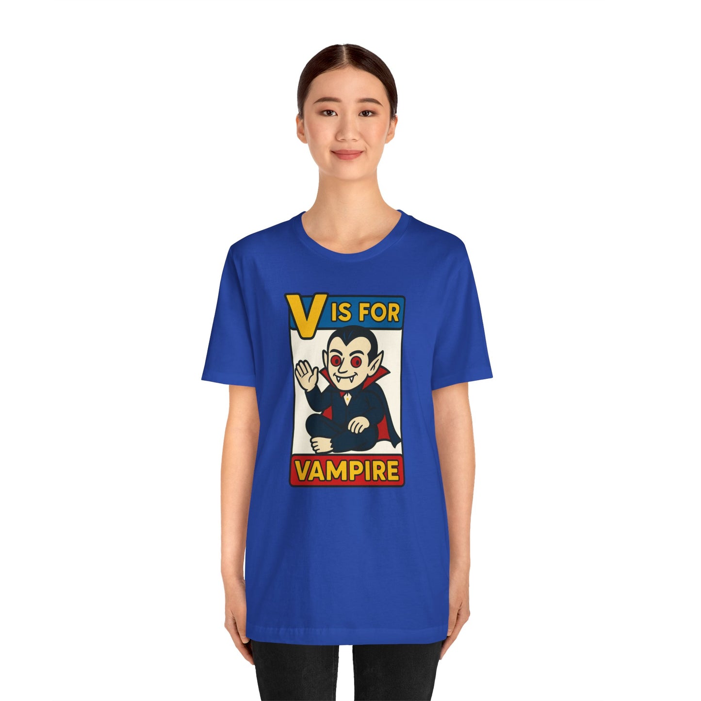 V is for Vampire T-Shirt – Funny Halloween Legend Alphabet Tee