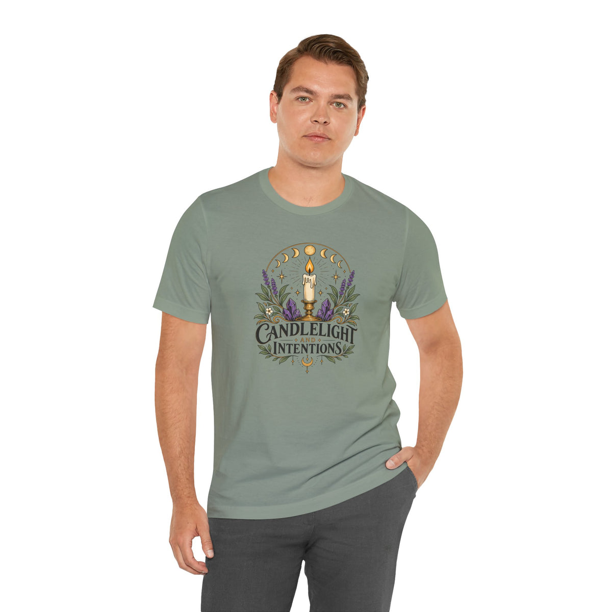 Candlelight and Intentions T-Shirt – Witchy Celestial Tee