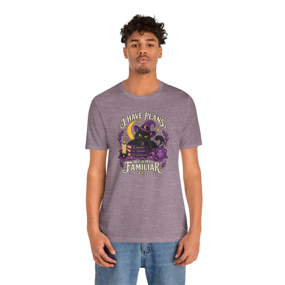 I Have Plans With My Familiar T-Shirt - Funny Witchy Introvert Cat Tee