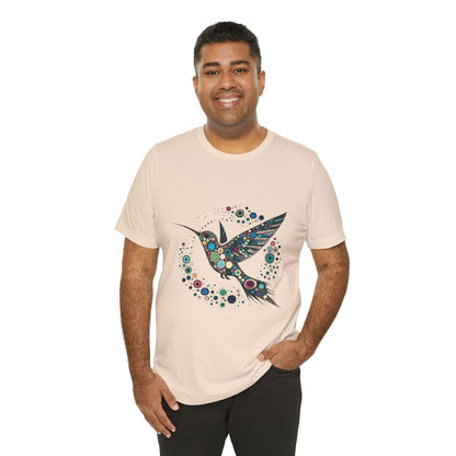 Hummingbird Dot Art T-Shirt – Colorful Nature-Inspired Graphic Tee