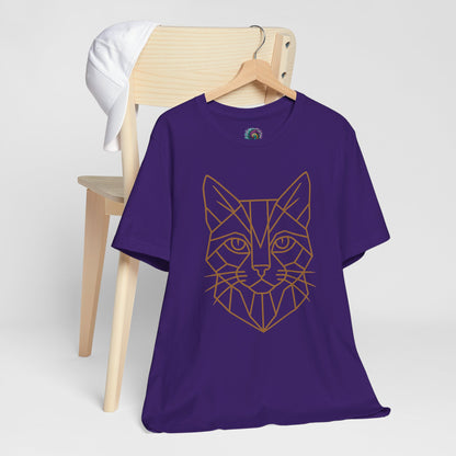 Geometric Cat T-Shirt – Minimalist Line Art Tee