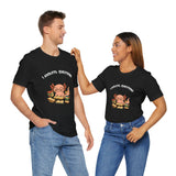 Matching black t-shirts with axolotl reading graphic and “I axolotl questions” text
