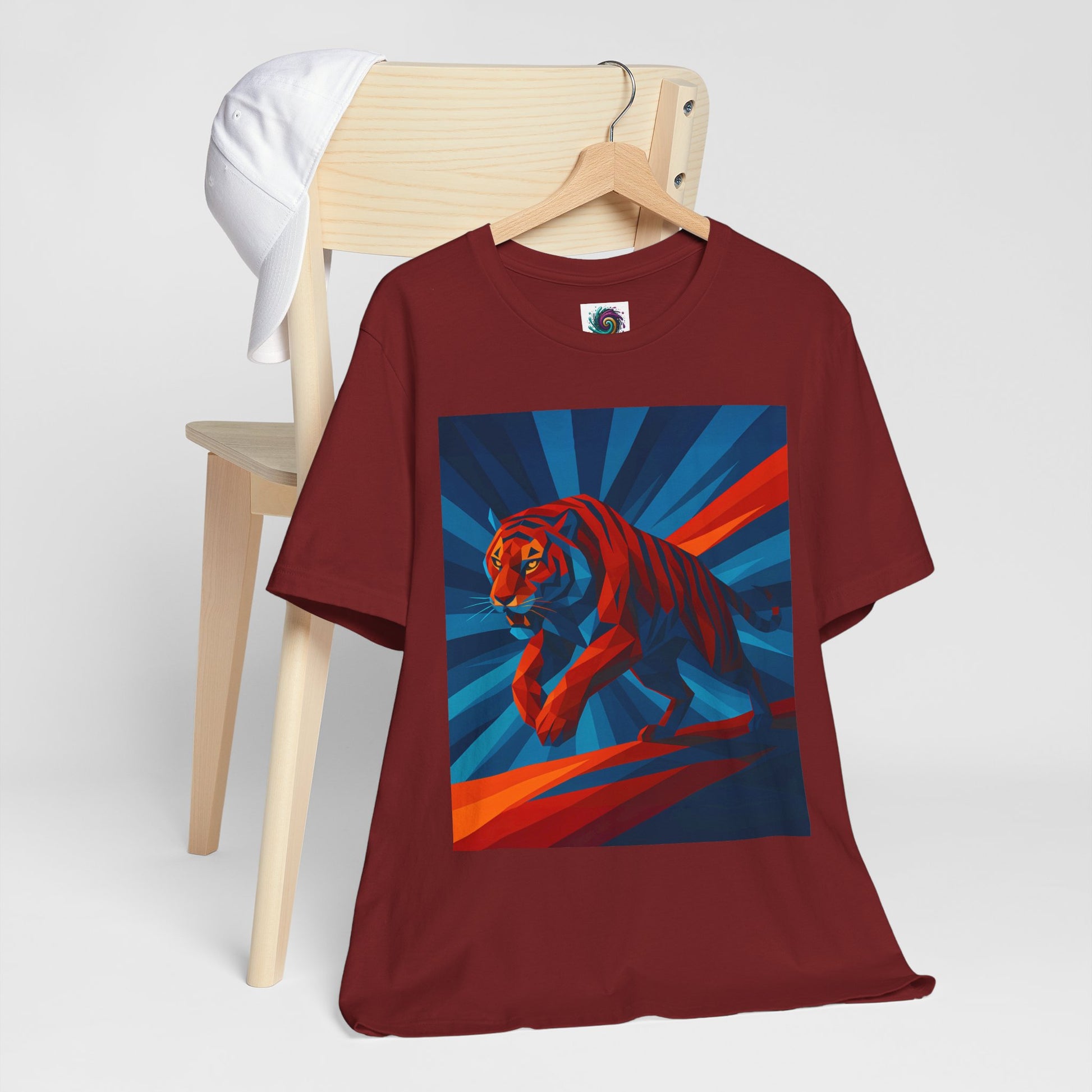 Geometric Tiger T-Shirt – Bold Jungle Animal Tee in Abstract Style - WhimSpin - https://whimspin.com