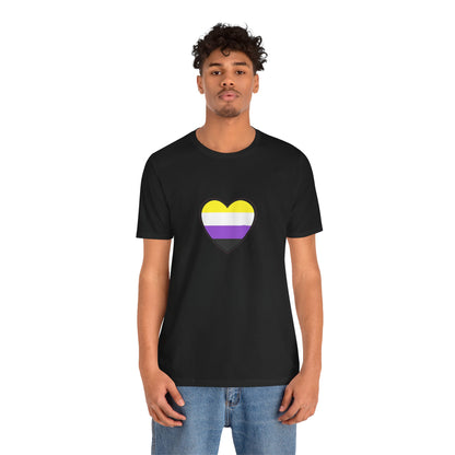 Nonbinary Pride Flag Heart T-Shirt – Unisex LGBTQ+ Graphic Tee