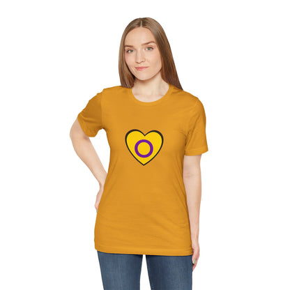 Intersex Pride Flag Heart T-Shirt – Minimalist LGBTQ+ Support Tee - WhimSpin - https://whimspin.com
