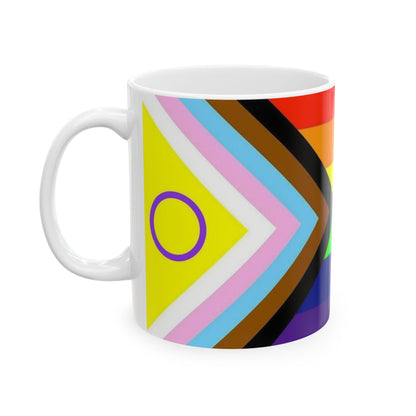 Progress Pride Flag Cup – LGBTQ+ Inclusive Rainbow Ceramic Mug