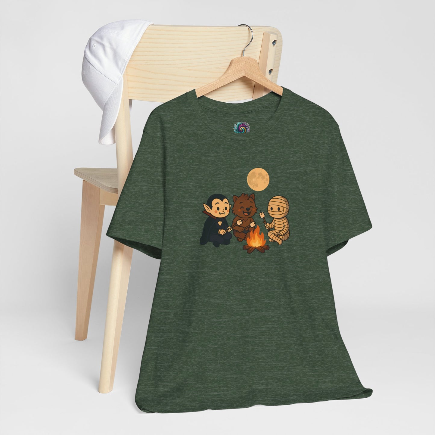 Halloween Monsters Campfire T-Shirt – Cute Monster Shirt with Roasting Marshmallows