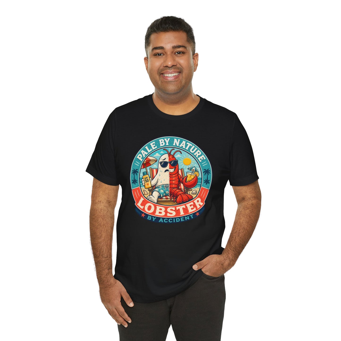Pale by Nature Lobster by Accident T-Shirt – Funny Sunburn Summer Graphic Tee