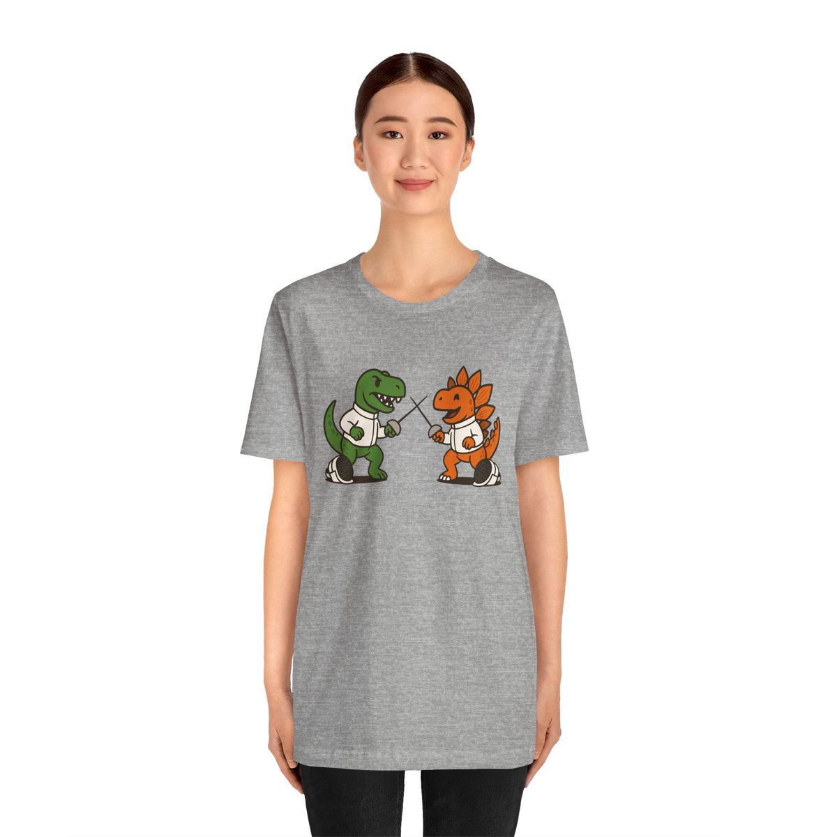 Dinosaur Fencing T-Shirt – T-Rex vs Stegosaurus Tee