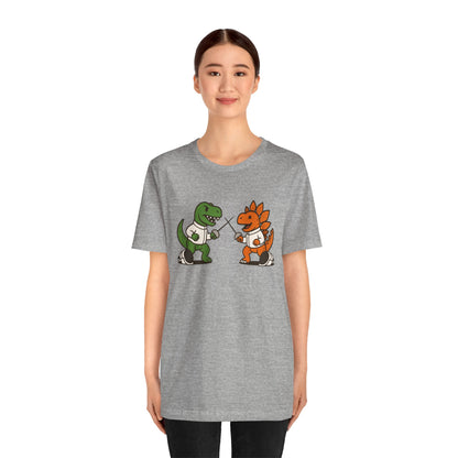 Dinosaur Fencing T-Shirt – T-Rex vs Stegosaurus Tee
