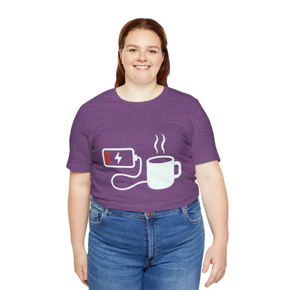 Low Battery Need Coffee Tee – Funny Caffeine Graphic T-Shirt
