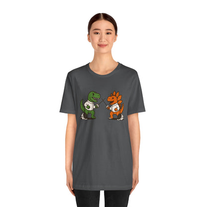 Dinosaur Fencing T-Shirt – T-Rex vs Stegosaurus Tee