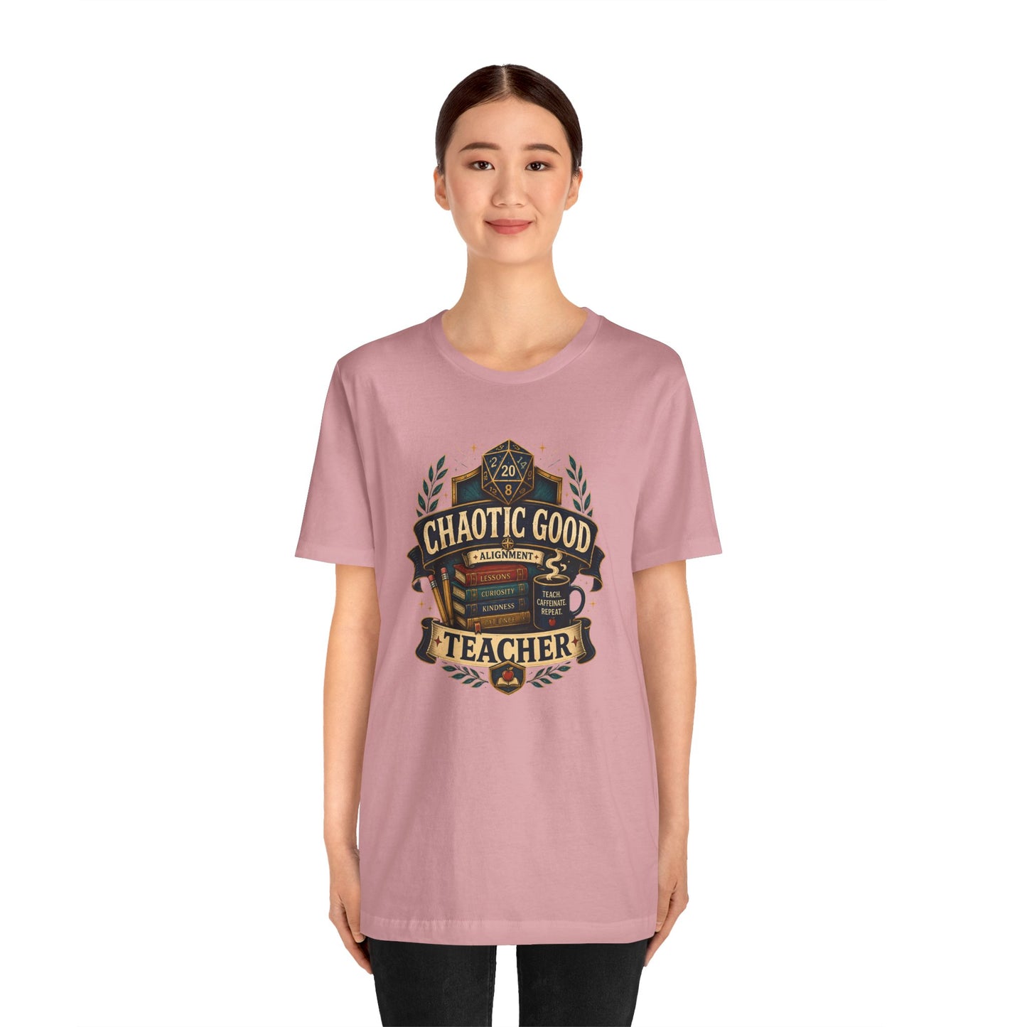 Chaotic Good Teacher T-Shirt – RPG Teacher Graphic Tee