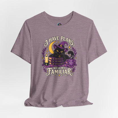 I Have Plans With My Familiar T-Shirt - Funny Witchy Introvert Cat Tee