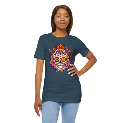 Floral Sugar Skull T-Shirt – Colorful Día de los Muertos Inspired Tee