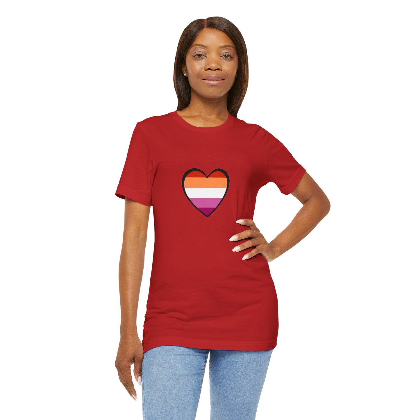 Lesbian Flag Heart T-Shirt – Bold LGBTQ+ Graphic Tee