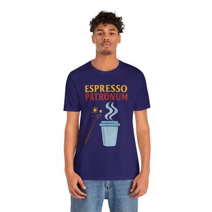 Espresso Patronum T-Shirt – Funny Coffee & Wizard Parody Tee