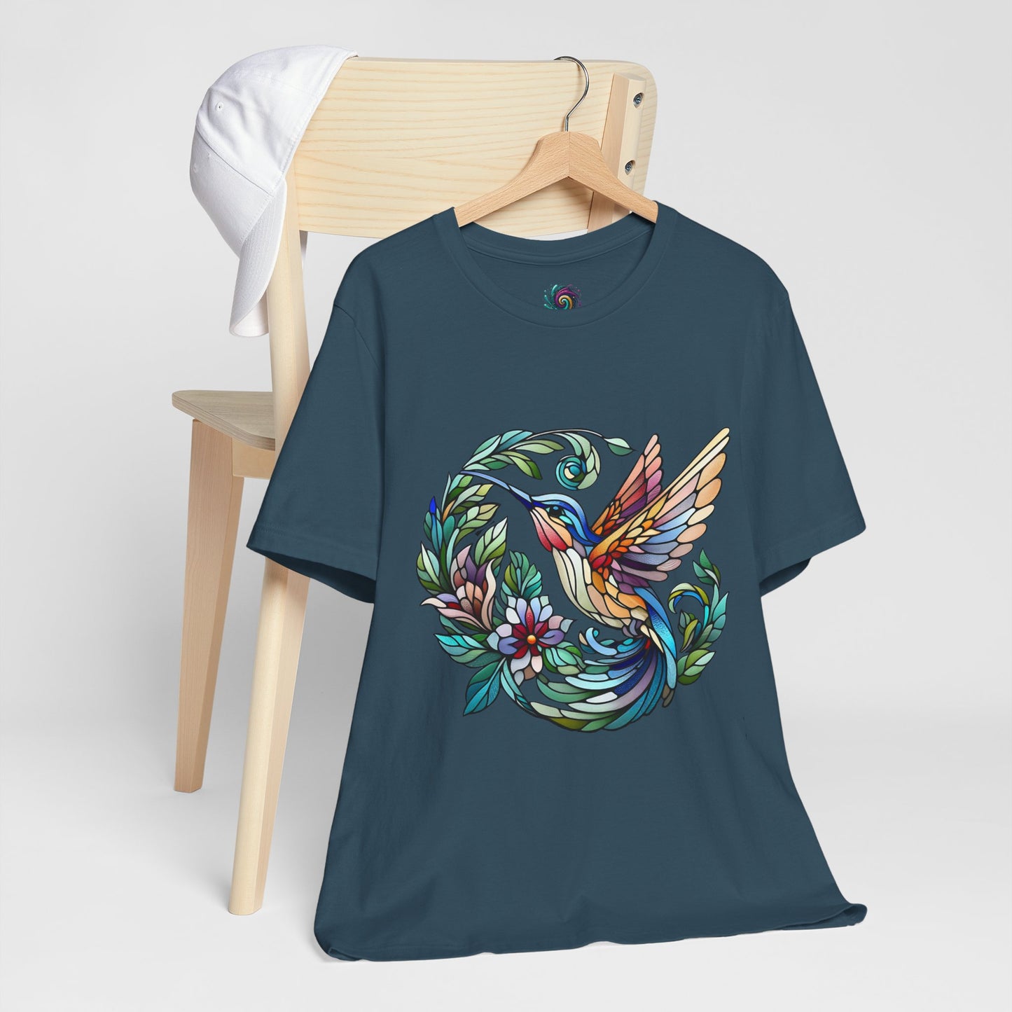Stained Glass Hummingbird Tee – Vibrant Nature Shirt - WhimSpin - https://whimspin.com