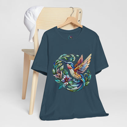 Stained Glass Hummingbird Tee – Vibrant Nature Shirt - WhimSpin - https://whimspin.com
