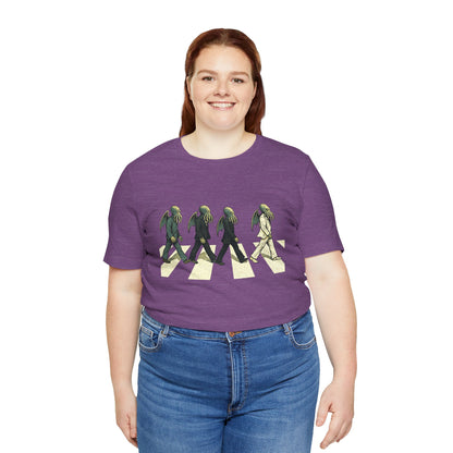 Cthulhu Crossing T-Shirt – Beatles Abbey Road Parody Tee | WhimSpin