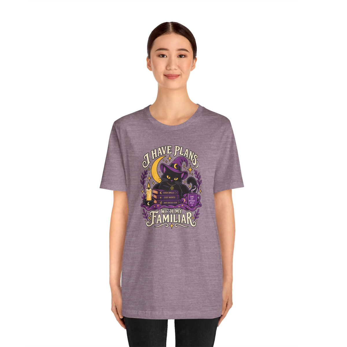 I Have Plans With My Familiar T-Shirt - Funny Witchy Introvert Cat Tee