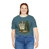 Teal heather crew-neck T-shirt with NI Landscaping Service logo on chest
