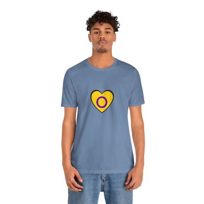 Intersex Pride Flag Heart T-Shirt – Minimalist LGBTQ+ Support Tee