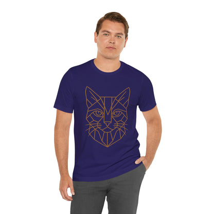 Geometric Cat T-Shirt – Minimalist Line Art Tee - WhimSpin - https://whimspin.com