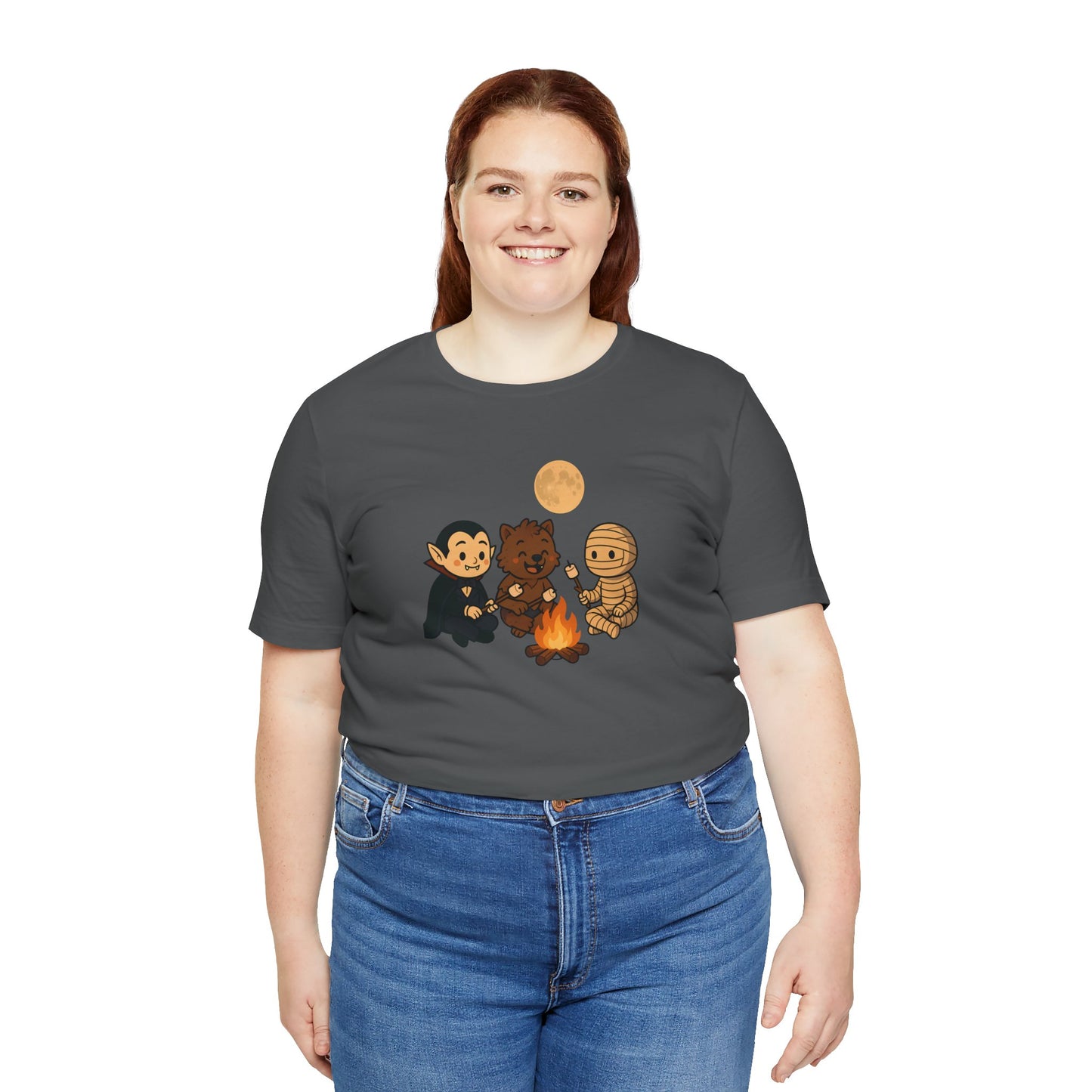 Halloween Monsters Campfire T-Shirt – Cute Monster Shirt with Roasting Marshmallows