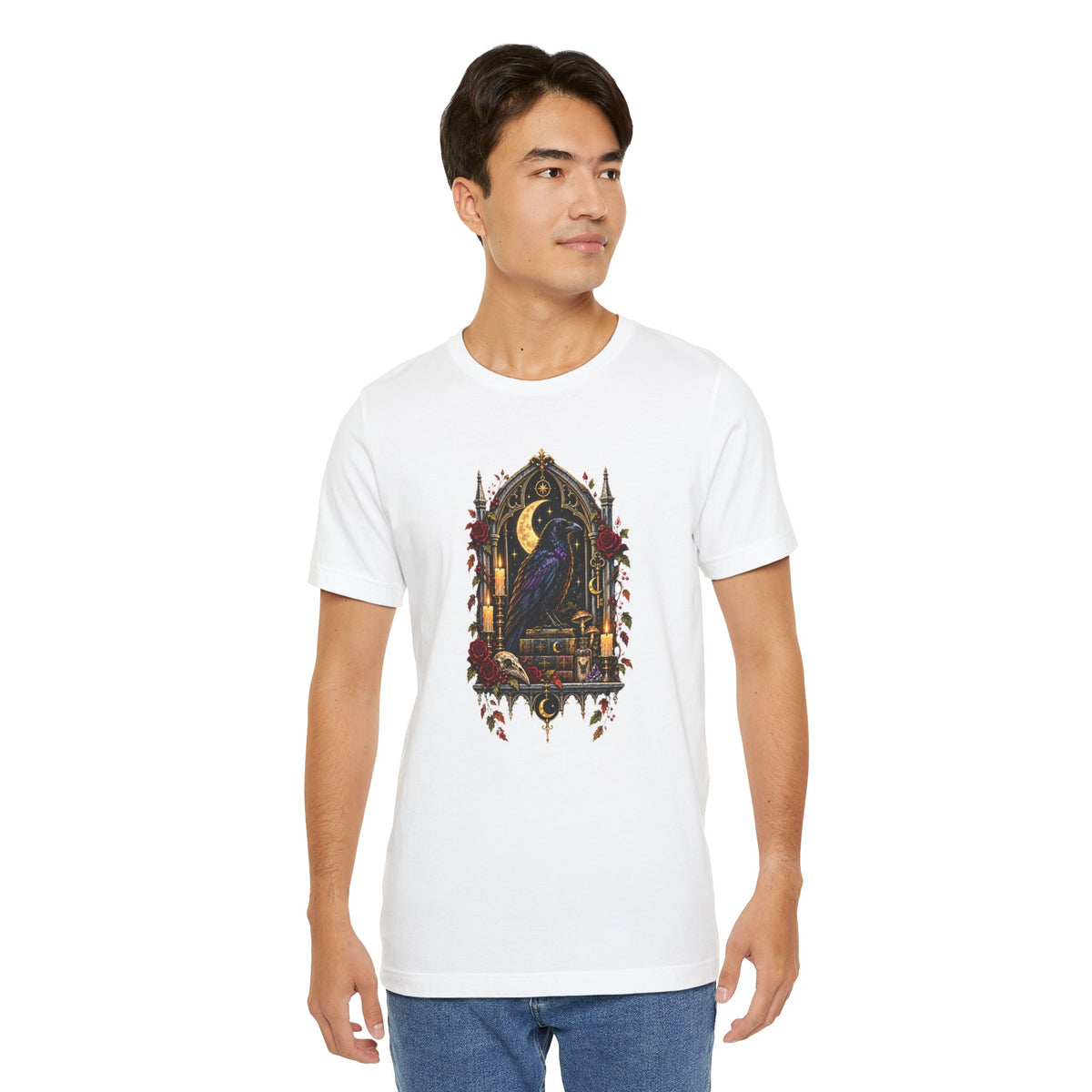 Raven’s Reliquary Tee – Gothic Moonlit Raven T-shirt