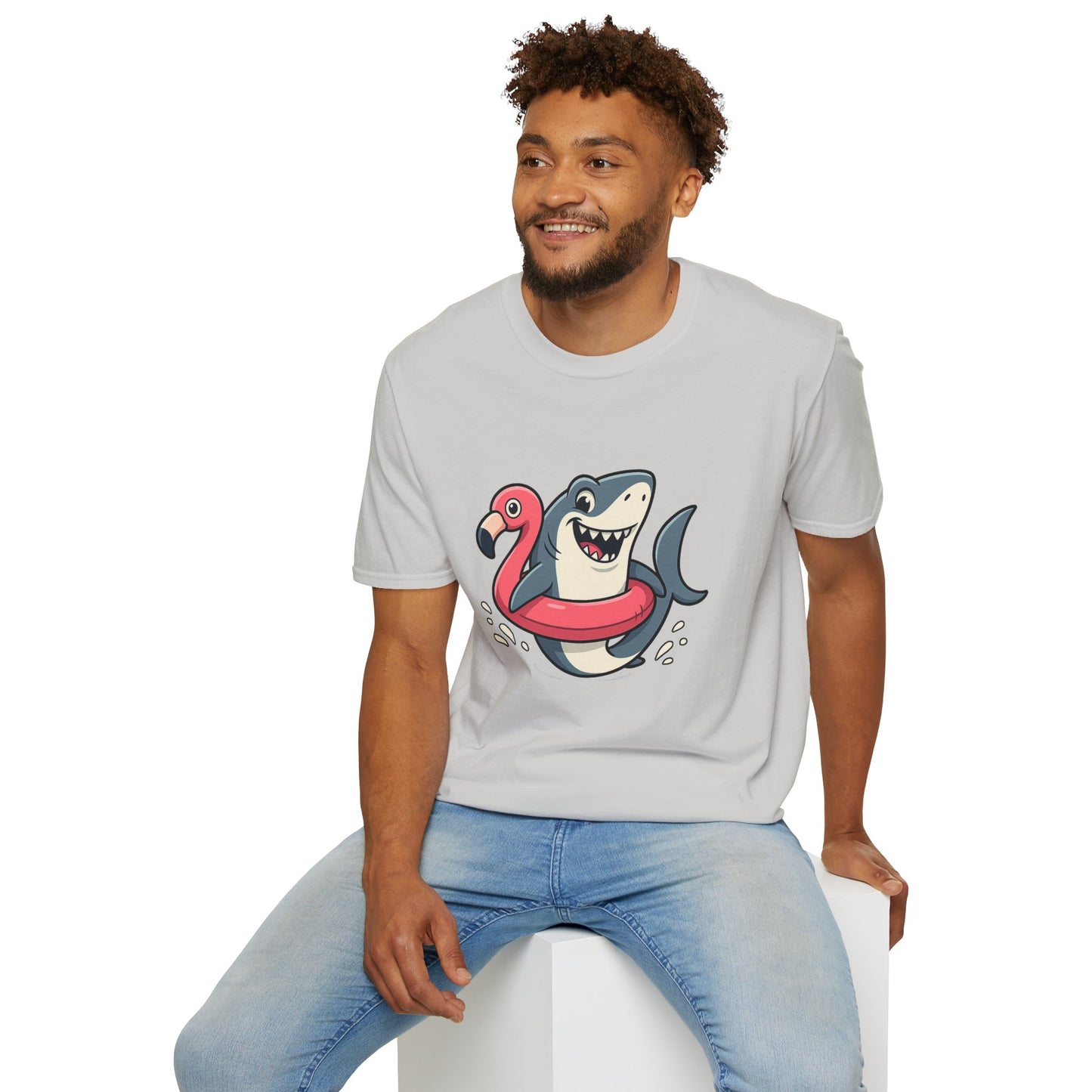 Shark & Flamingo Floatie T-Shirt – Funny Beach & Pool Day Tee