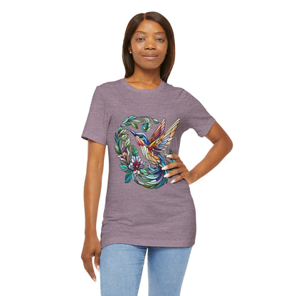 Stained Glass Hummingbird Tee – Vibrant Nature Shirt - WhimSpin - https://whimspin.com