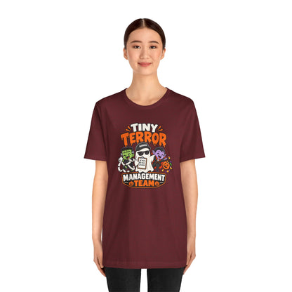 Tiny Terror Management Team T-Shirt – Funny Halloween Parent Tee