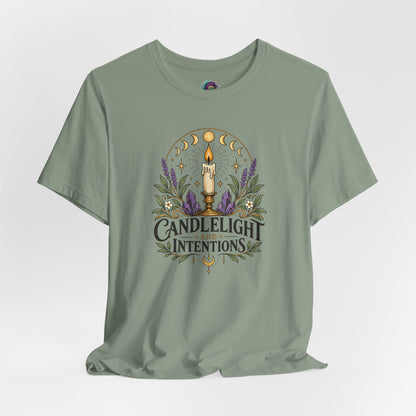 Candlelight and Intentions T-Shirt – Witchy Celestial Tee