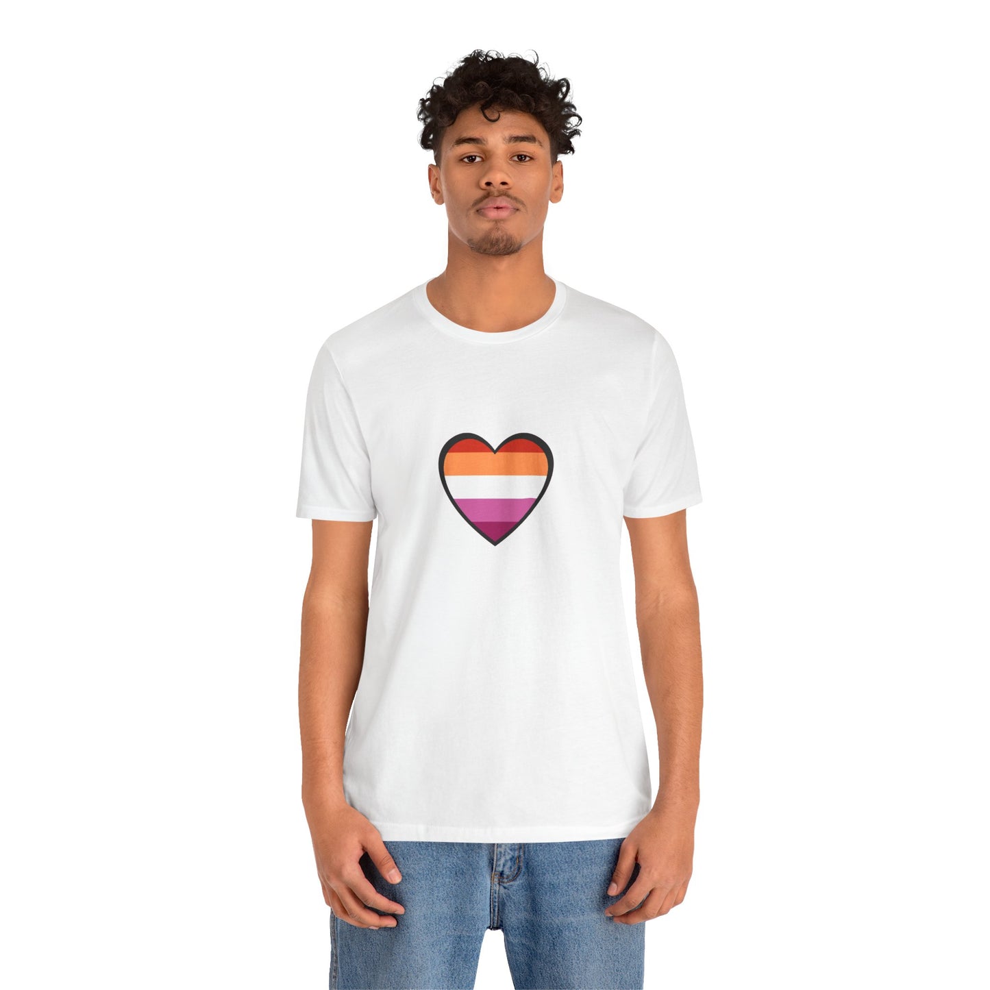 Lesbian Flag Heart T-Shirt – Bold LGBTQ+ Graphic Tee