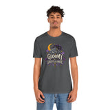 Dark heather t-shirt with front graphic print, crew neck, short sleeves
