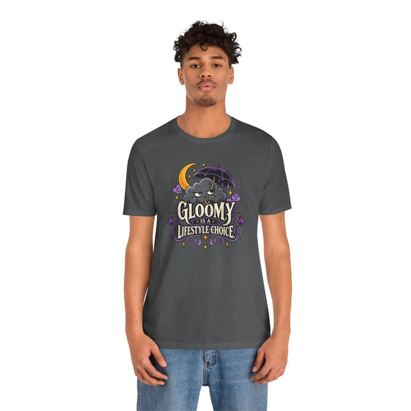 Dark heather t-shirt with front graphic print, crew neck, short sleeves