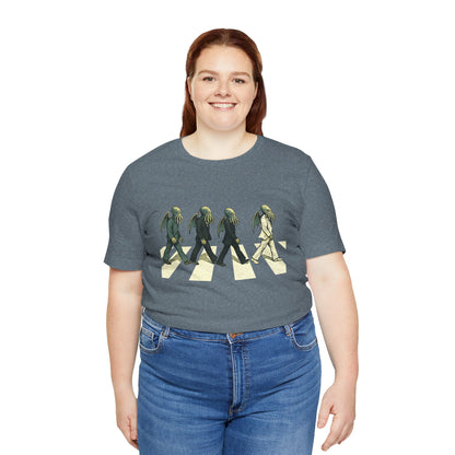 Cthulhu Crossing T-Shirt – Beatles Abbey Road Parody Tee | WhimSpin