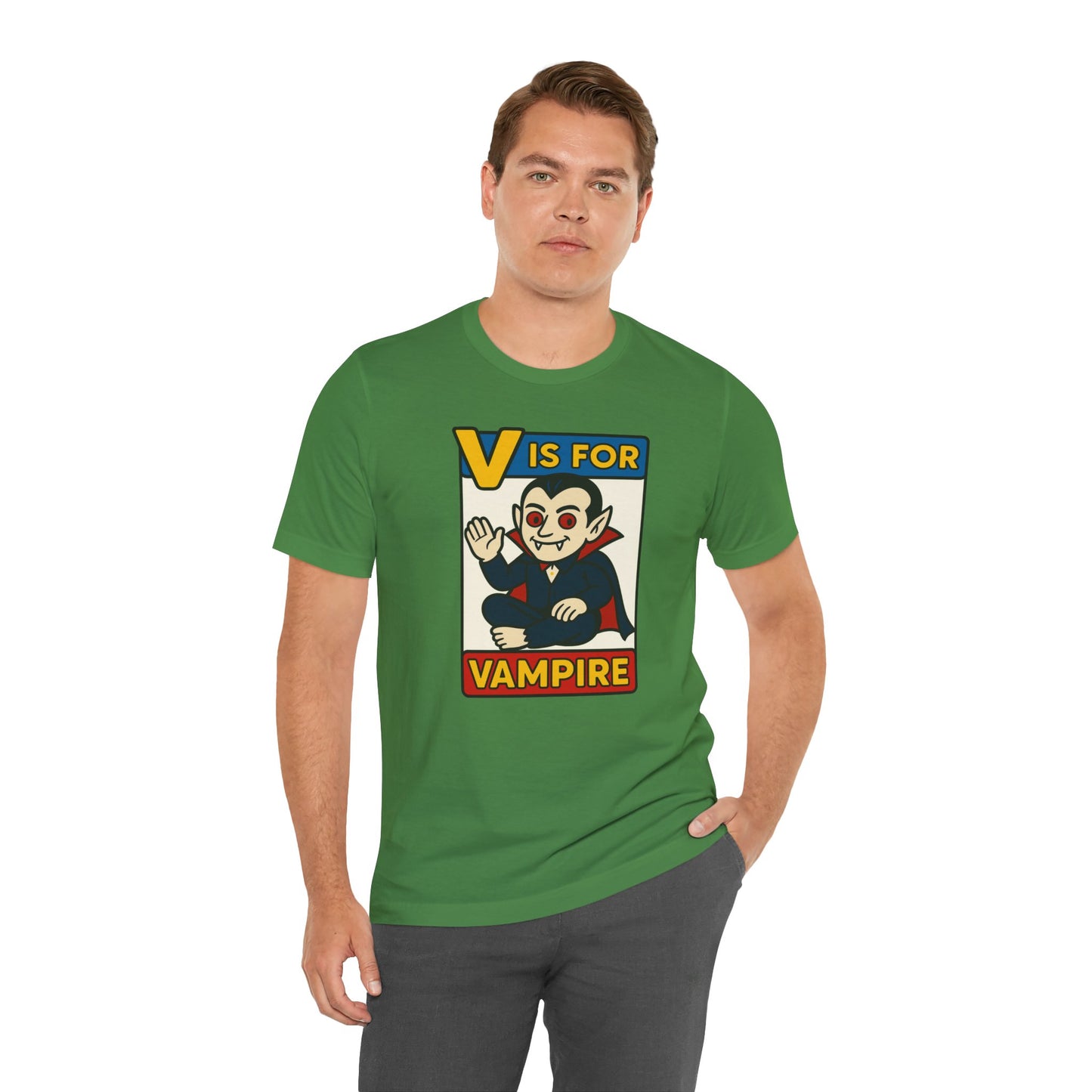 V is for Vampire T-Shirt – Funny Halloween Legend Alphabet Tee